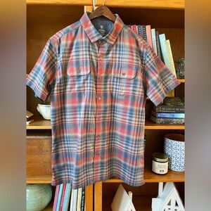 KUHL Response Mens Large Red Canyon Plaid Short Sleeve Button Down NWOT